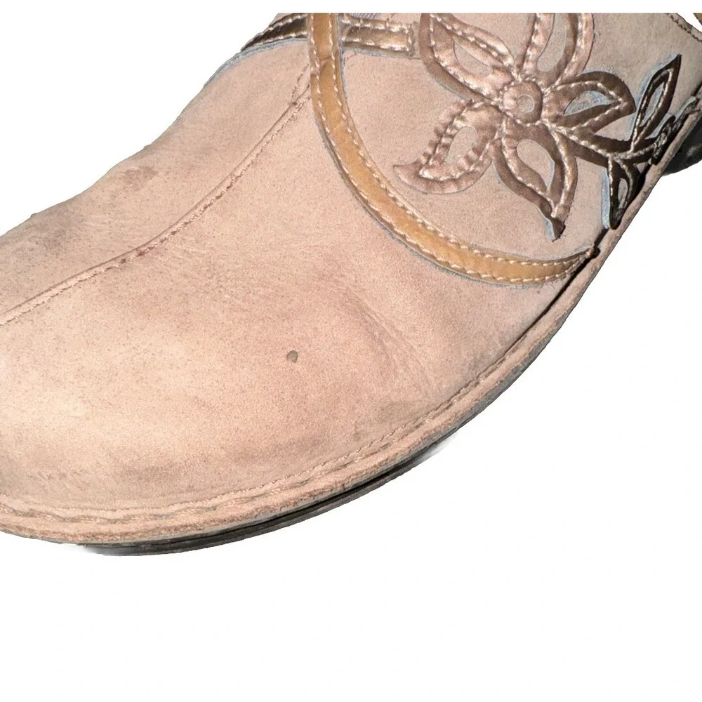 NAOT Mules Slip On Clogs Potato Shoes Leather Cork Footbed Women's 38 US 7-7.5